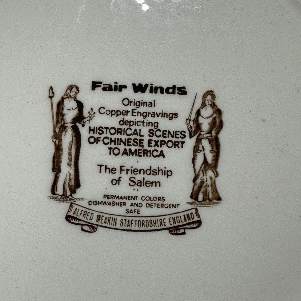 Alfred Meakin Collector Plate FAIR WINDS The Friendship of Salem‎ Vtg